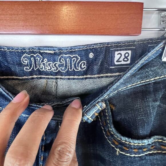 MISS ME JEANS Women's Y2K Mid Rise Boot Cut JP4896K-3 Dark Wash Size 28 - Picture 8 of 9